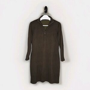 J. McLaughlin Bedford Brown Dress 1/4 Zip Mock Neck Ponte Knit Sz Large Stretch
